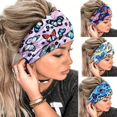 Boho Hair Bands Butterfly Print Headband Bohemian Turban Bandanas