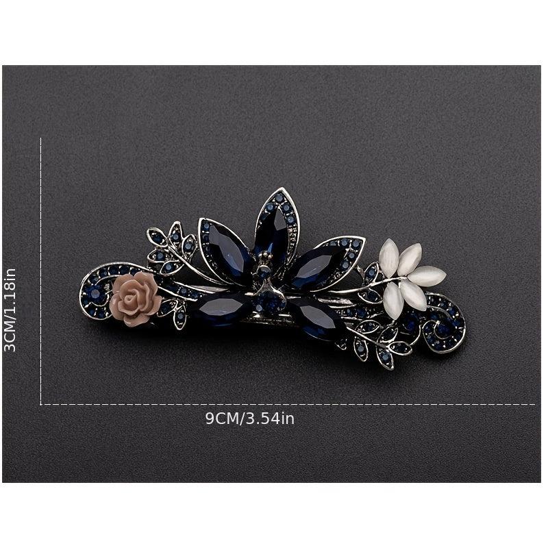 Rhinestone Flower Hair Clip Vintage Barrette Hairpin