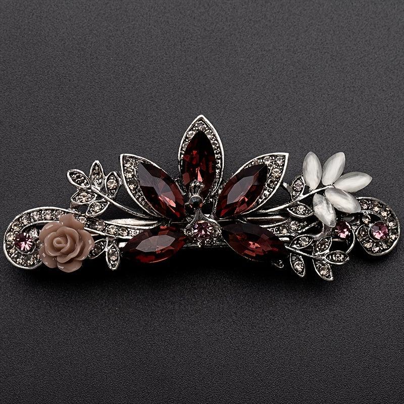 Rhinestone Flower Hair Clip Vintage Barrette Hairpin