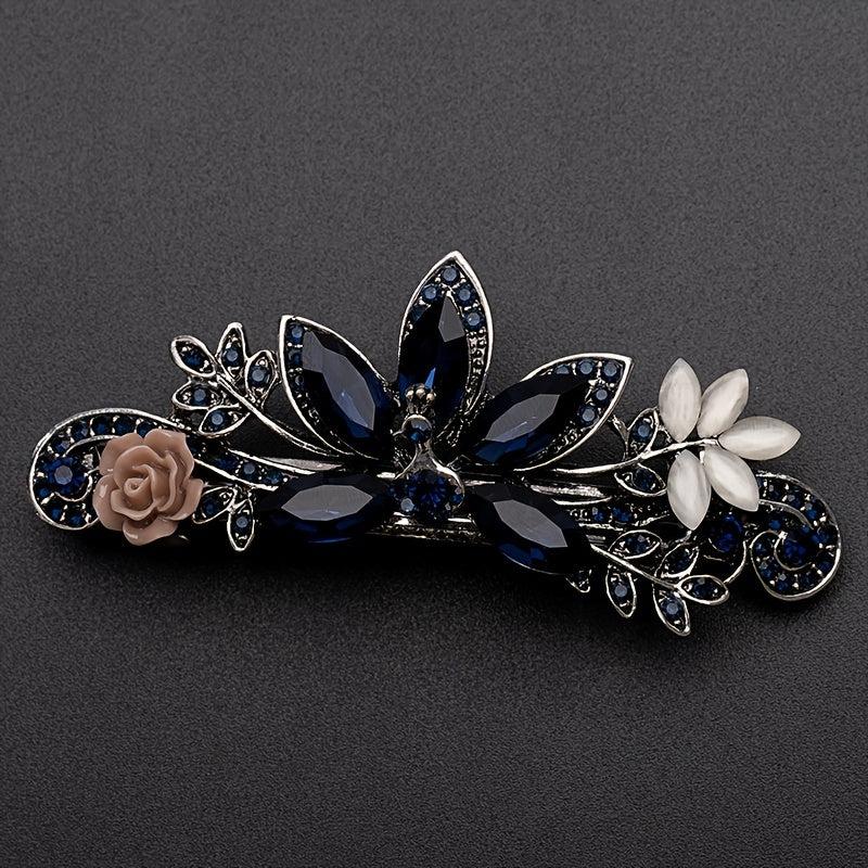 Rhinestone Flower Hair Clip Vintage Barrette Hairpin