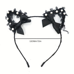 Lace Animal Ears Hair Band Ribbon Bow Cat Ears Decor Headband