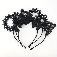Lace Animal Ears Hair Band Ribbon Bow Cat Ears Decor Headband