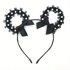 Lace Animal Ears Hair Band Ribbon Bow Cat Ears Decor Headband