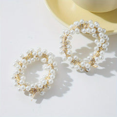 2pcs Faux Pearl Beaded Hair Tie Elastic Hair Ring