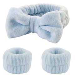 3pcs Face Wash Headband & Wristband Set Soft Spa Facial Makeup Skincare