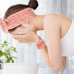 3pcs Face Wash Headband & Wristband Set Soft Spa Facial Makeup Skincare