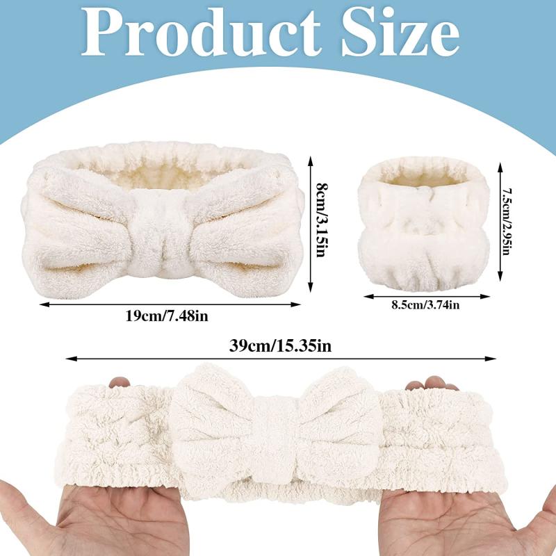 3pcs Face Wash Headband & Wristband Set Soft Spa Facial Makeup Skincare