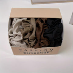 8pcs Solid Silk Hair Tie Vintage Ponytail Holder Elastic Headwear
