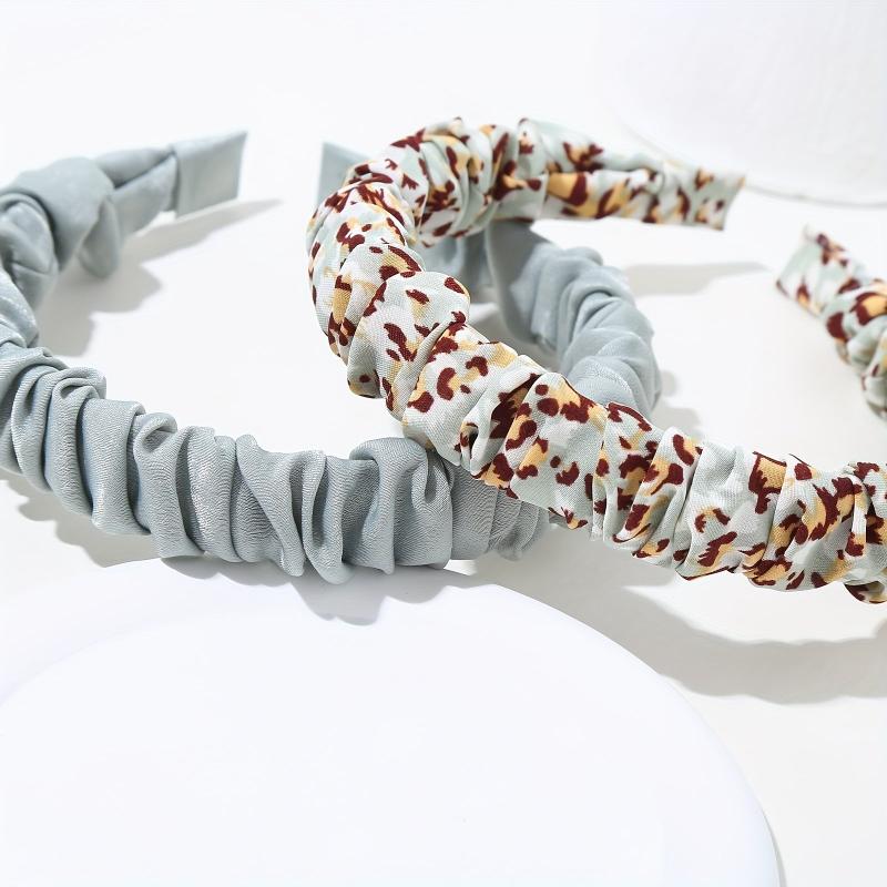 2pcs Leopard Print Headband Boho Thin Hairband Women Vintage Style Hair Accessor