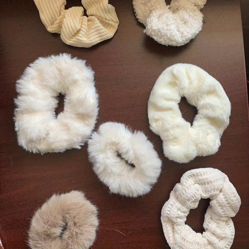 7pcs Women Plush Fur Hair Scrunchies Ponytail Holder Hair Ties