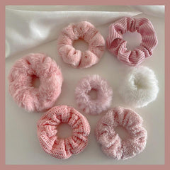 7pcs Women Plush Fur Hair Scrunchies Ponytail Holder Hair Ties