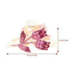 Rhinestone Double Flower Hair Clip Crystal Hairpin Barrette Comb Claw