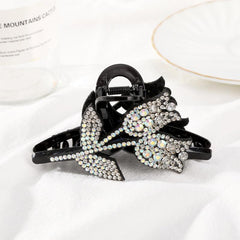 Rhinestone Double Flower Hair Clip Crystal Hairpin Barrette Comb Claw
