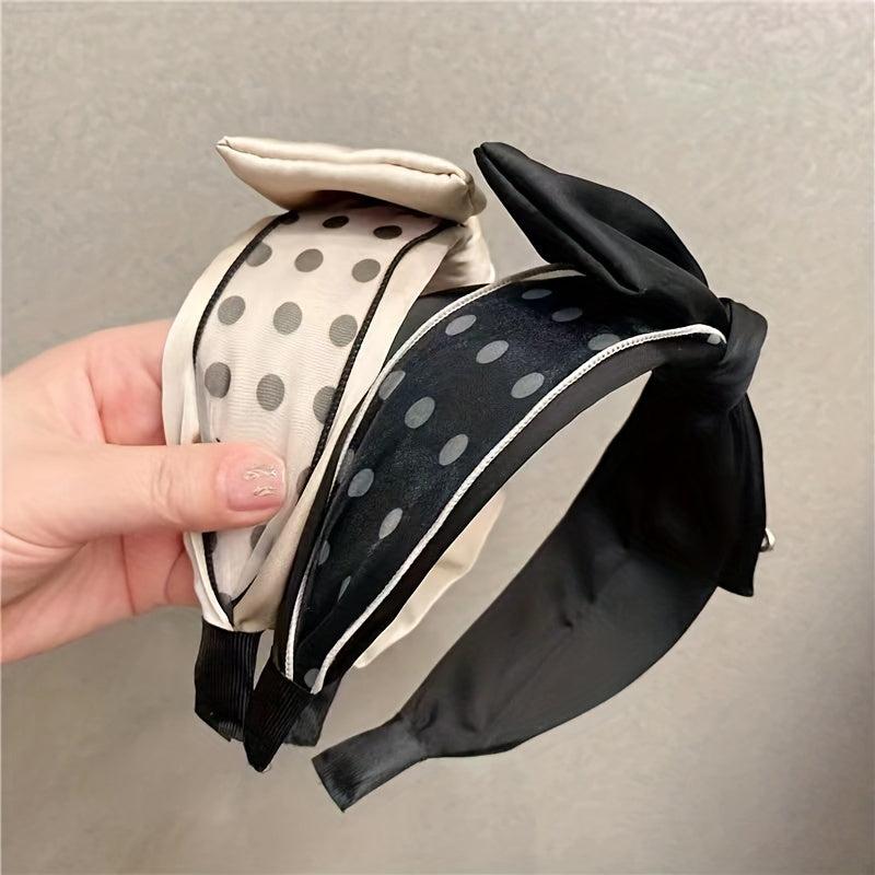 Rhinestone Headband Wide Brim Bow Hair Band Retro Letter Head