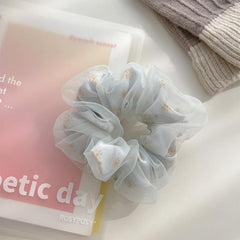 Floral Pattern Organza Scrunchies Hair Tie Large Hair Rope Hair Ring
