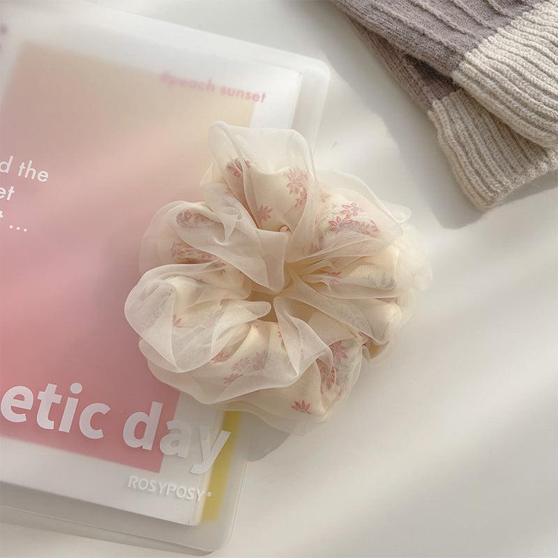 Floral Pattern Organza Scrunchies Hair Tie Large Hair Rope Hair Ring