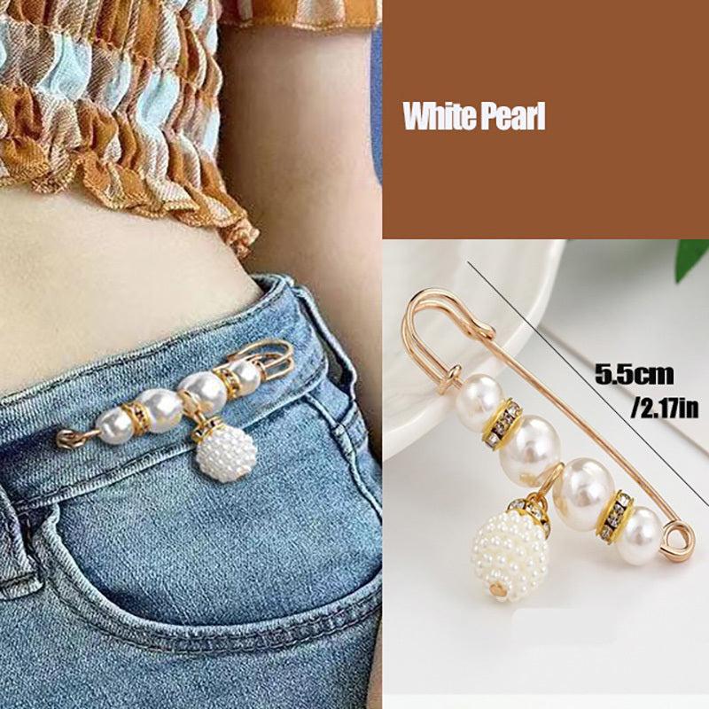 Rhinestone & Pearl Brooch Pin Waist Tightener Buckle Clothing Accessory