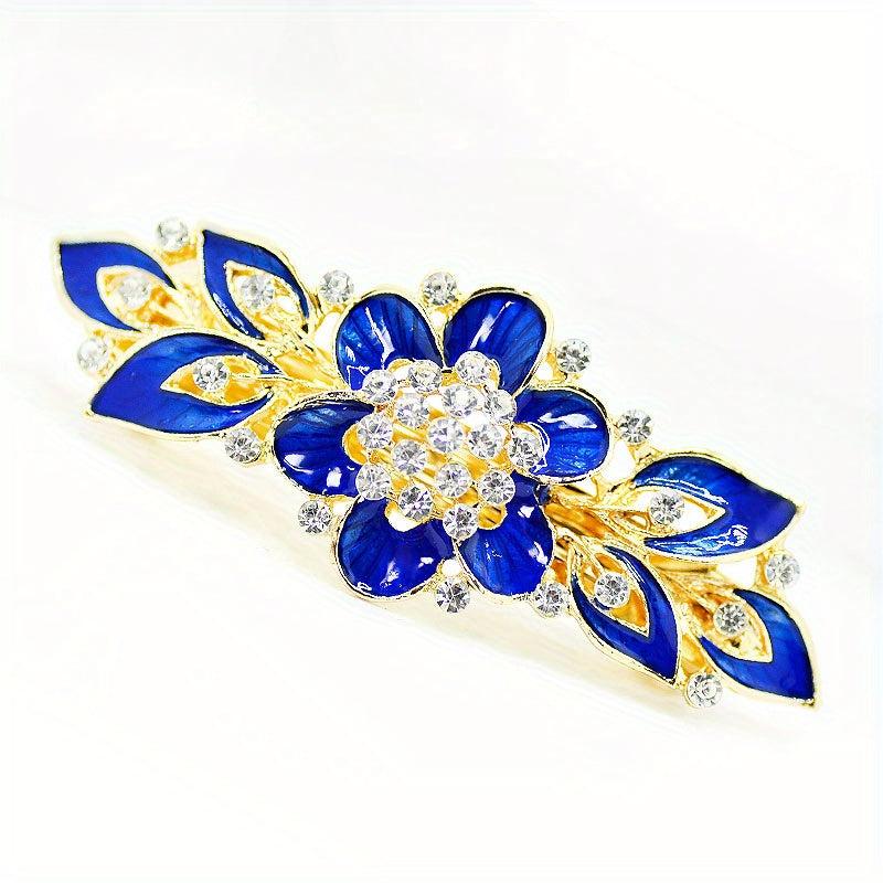 Large Rhinestone Flower Hair Clip, Side Clip Hair Accessory for Women