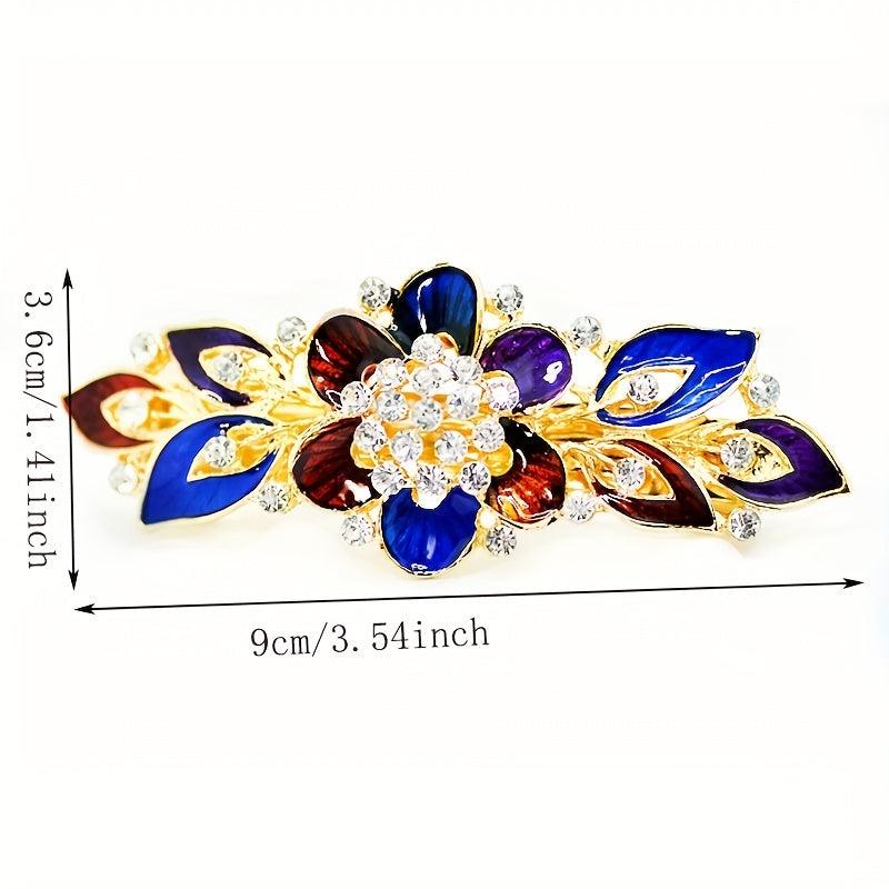 Large Rhinestone Flower Hair Clip, Side Clip Hair Accessory for Women