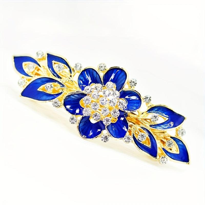 Large Rhinestone Flower Hair Clip, Side Clip Hair Accessory for Women