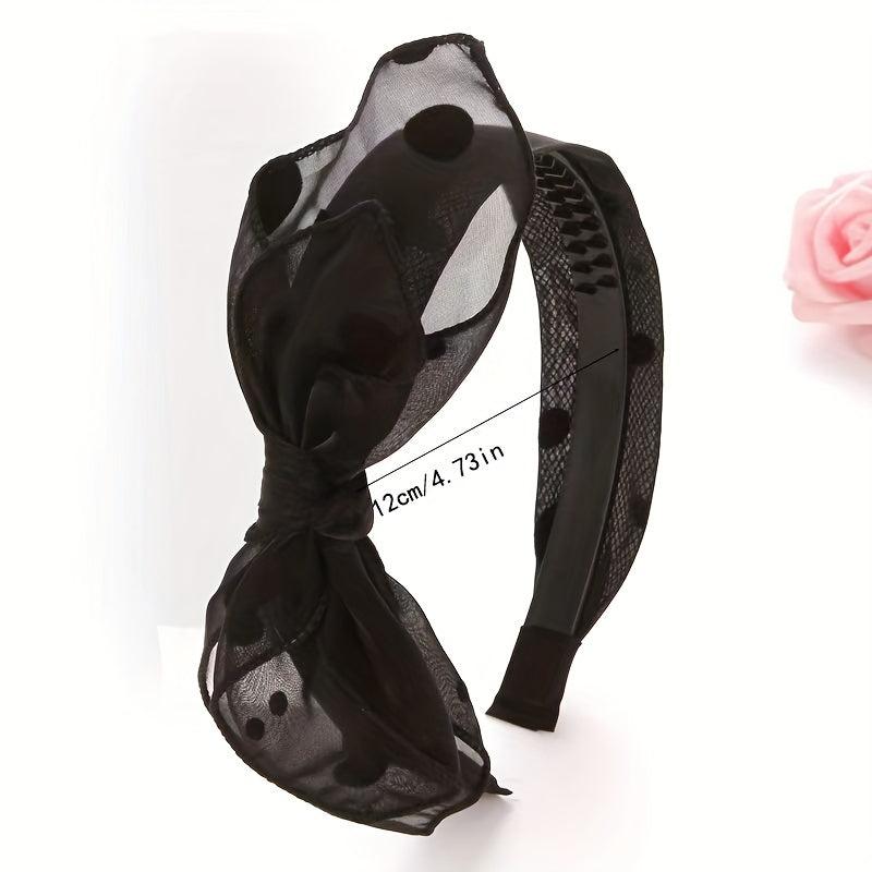 Bowknot Mesh Fabric Headband Hair Hoop Non slip Female Hair Accessories