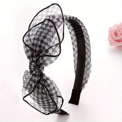 Bowknot Mesh Fabric Headband Hair Hoop Non slip Female Hair Accessories