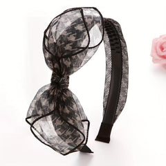 Bowknot Mesh Fabric Headband Hair Hoop Non slip Female Hair Accessories