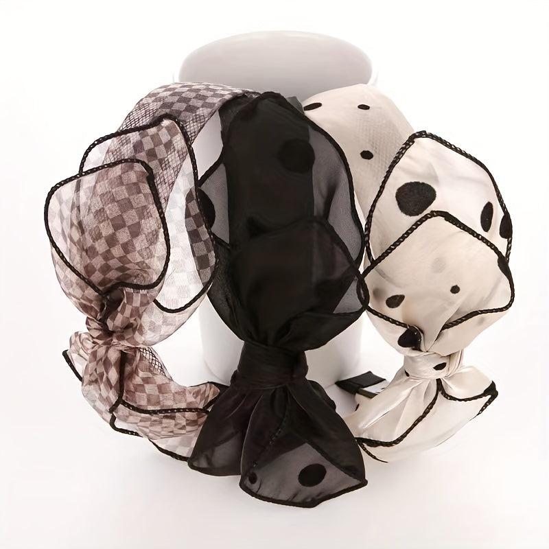 Bowknot Mesh Fabric Headband Hair Hoop Non slip Female Hair Accessories