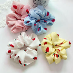 Strawberry Print Scrunchies Hair Tie Ponytail Holder Hair Accessories