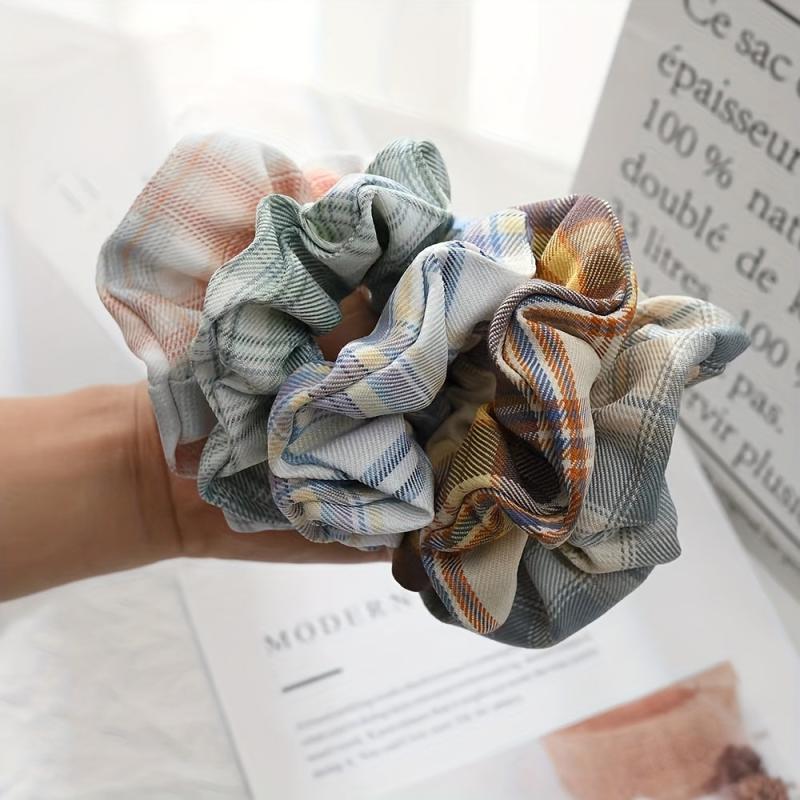 Plaid Hair Tie Large Scrunchie Ponytail Hair Rope Accessories