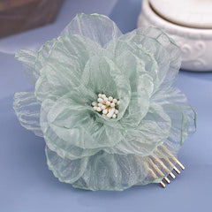 Vintage Chinese Style Silk Flower Hair Comb Hanfu Hairpin