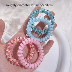6pcs Spiral Hair Tie Small Coil Phone Cord No Crease Hair Accessories