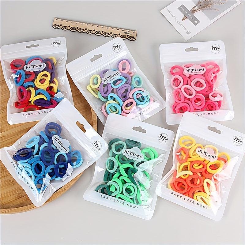 50Pcs Colorful Rubber Hair Tie Ponytail Holder for Girls Babies