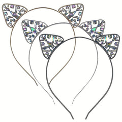 Rhinestone Cat Ears Headband for Women Party Costume