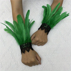 Faux Feather Wrist Band Lace Bracelet Halloween Party Cosplay