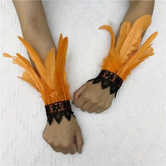 Faux Feather Wrist Band Lace Bracelet Halloween Party Cosplay