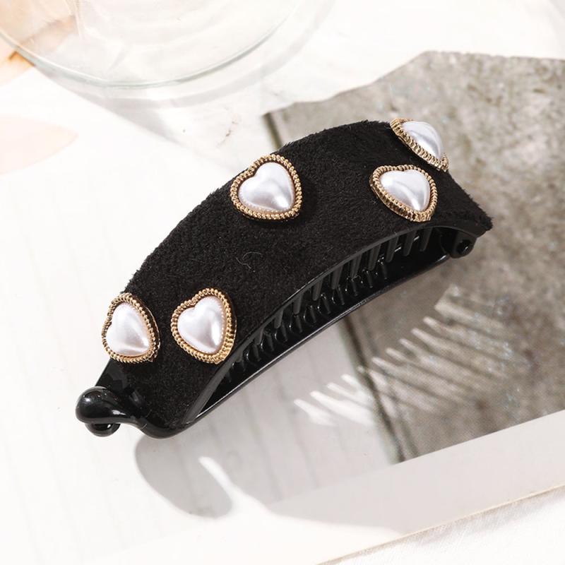Oval Ponytail Twist Clip Rhinestone Hair Banana Clips Hairpin Crystal Heart