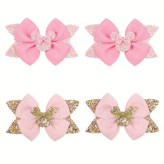 4pcs Sequins Dovetail Hair Clips Girls Glitter Bow Knot Hair Clips