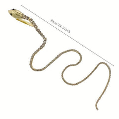 Snake Shape Hair Clip With Long Rhinestone Tassel Gothic Style Hair Accessories