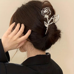 Hollowed Rose Flower Hair Claw Back Head Hair Accessories for Women
