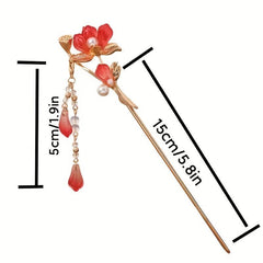 Alloy Flower Hairpin Faux Pearl Tassel Ancient Style Headwear