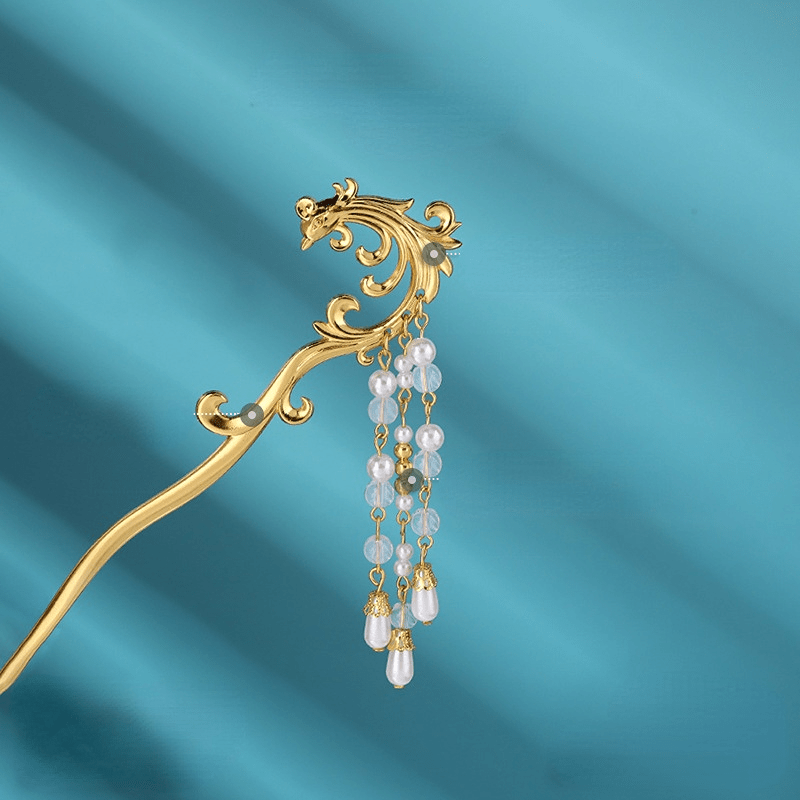 Alloy Flower Hairpin Faux Pearl Tassel Ancient Style Headwear