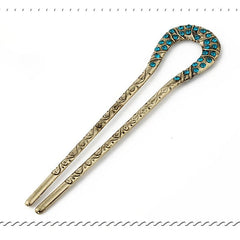 Vintage Golden Rhinestone Hairpin for Hanfu Updo