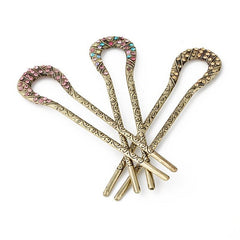 Vintage Golden Rhinestone Hairpin for Hanfu Updo