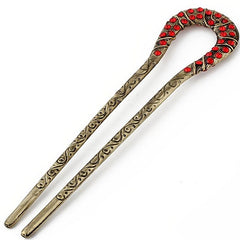 Vintage Golden Rhinestone Hairpin for Hanfu Updo