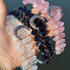 Moon Crystal Crown Bohemian Tiara Wedding Accessories