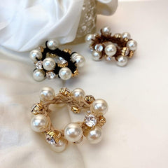 Faux Pearl Hair Tie Head Jewelry Ponytail Hair Rope Crystal Elastic Hair Tie