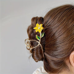 Vintage Green Flowers Hair Claw Clip Shark Claw Hair Accessories