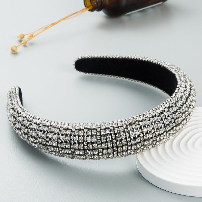 Sparkling Rhinestone Headband Wide Brimmed Hair Hoop Glitter Headwear