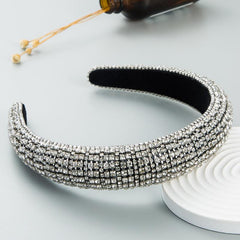 Sparkling Rhinestone Headband Wide Brimmed Hair Hoop Glitter Headwear